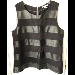 Banana Republic Leather Striped Black Tank-top XL